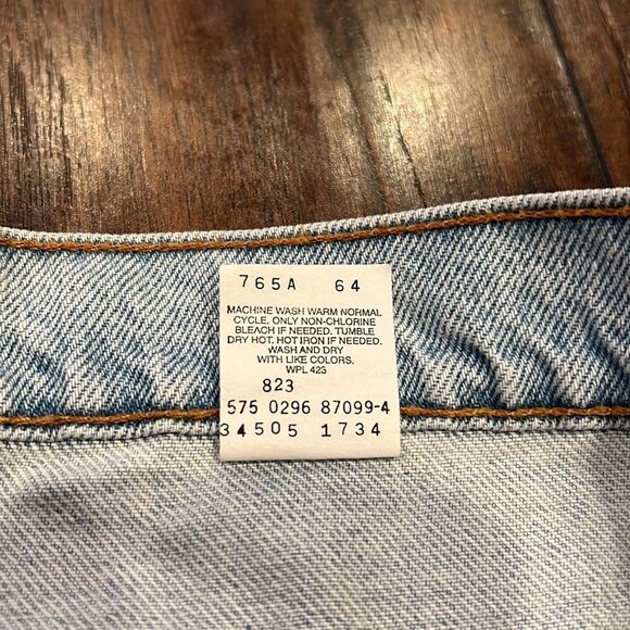 Vintage 90s Levis 505 ORANGE TAB Blue Jean Denim Shorts Size 38 Made In USA VTG - Picture 4 of 9